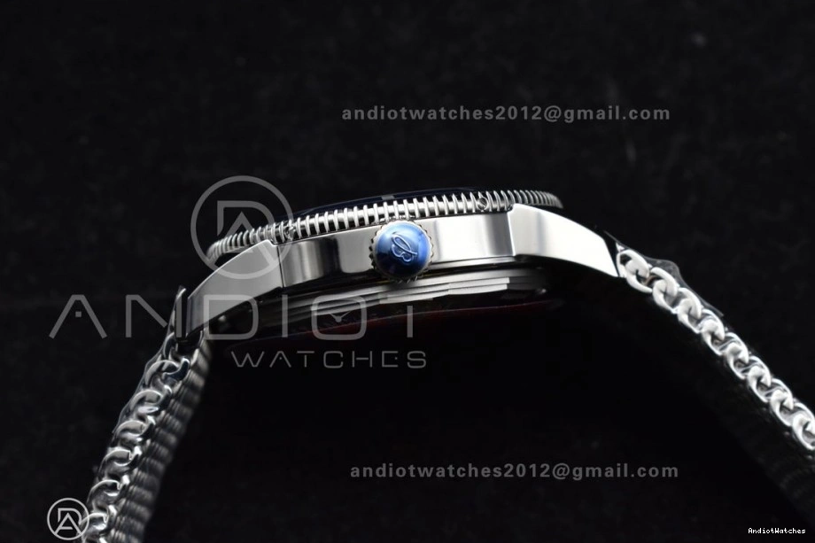 Dial Ceramic A on SS White II BLSF 42mm Blue SS Bezel Bracelet 1186 Mesh Heritage Soft SuperOcean 0309